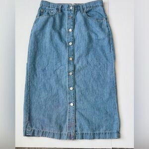 Classic Gap Button-Front Denim Skirt - Blue